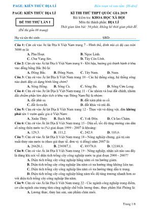 Đề thi thử THPT Quốc gia môn Địa lý năm 2019 lần 1 - Page Kiến thức Đại lý
